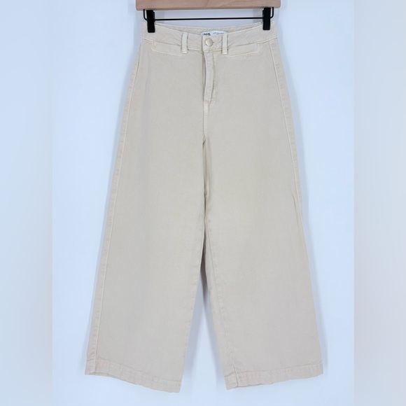 Zara Cream High Waisted Wide Leg Pants - Picture 1 of 8